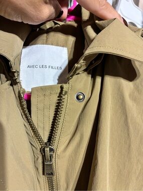Avec Les Filles Khaki Tan Hooded Trench Coat